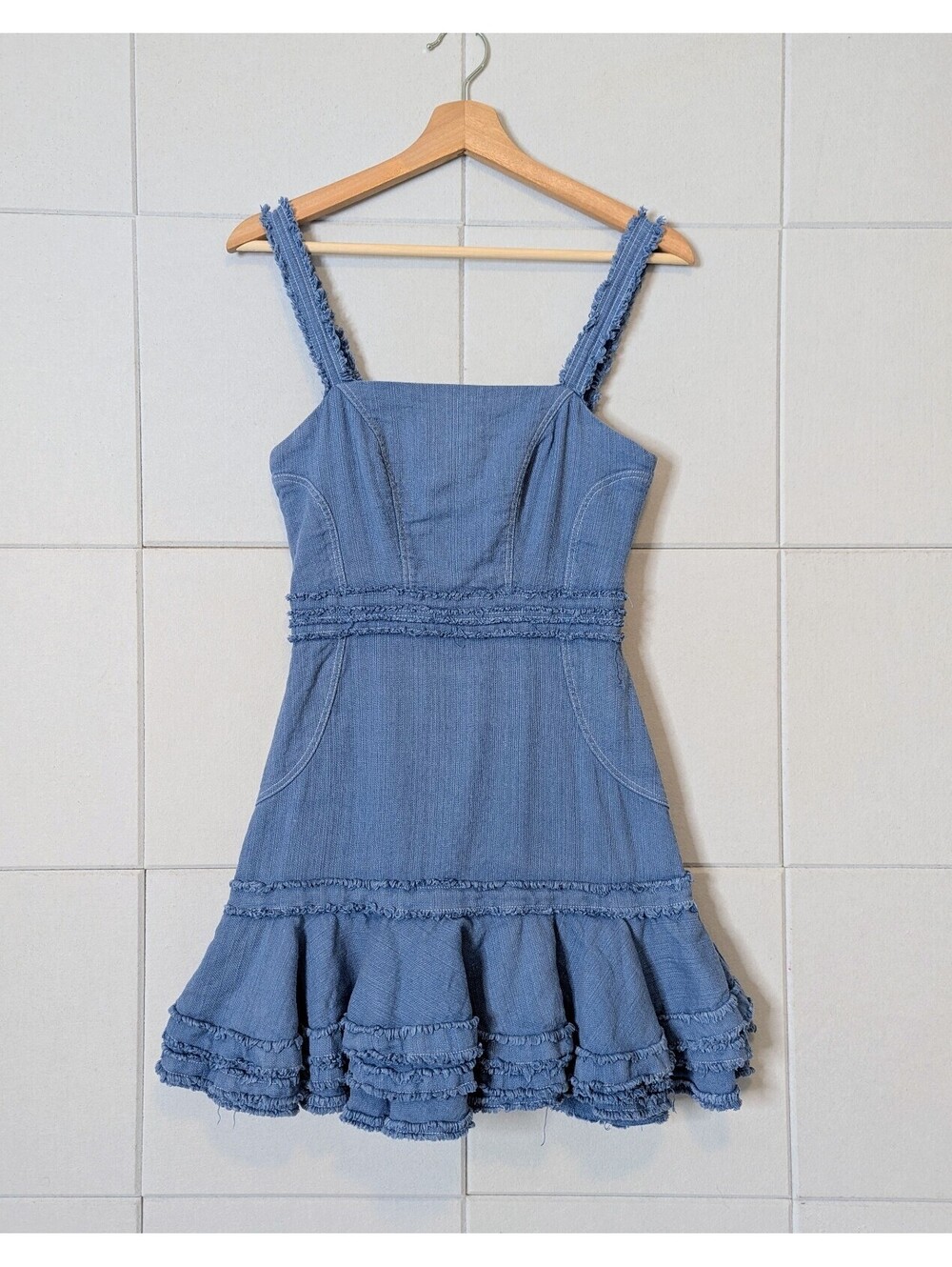Alexis 'Judith' linen fit & flare ruffle mini dress